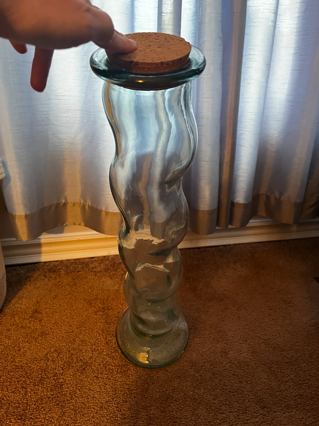 Large Clear Glass Vase with Cork Stopper - photo 4