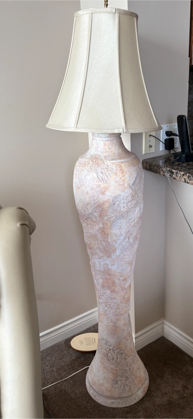 Textured Floor Lamp with Cream Shade