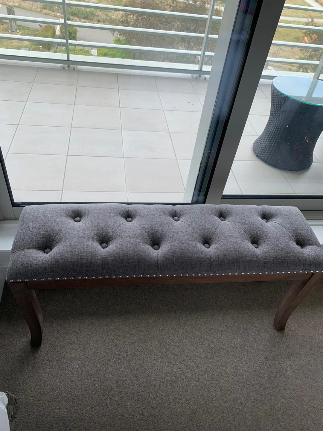 Grey Tufted Upholstered Bench