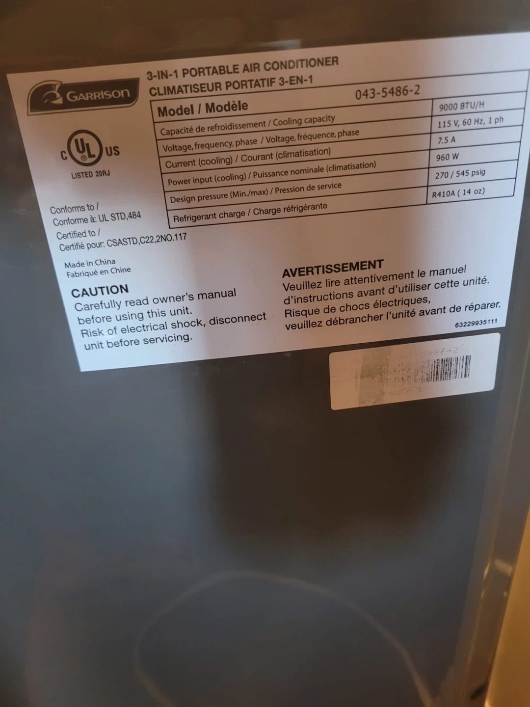 Garrison 3-in-1 Portable Air Conditioner 9000 BTU - photo 3