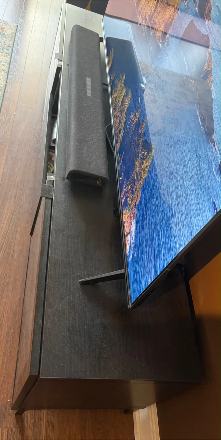Black TV Stand with Glass Doors - photo 2