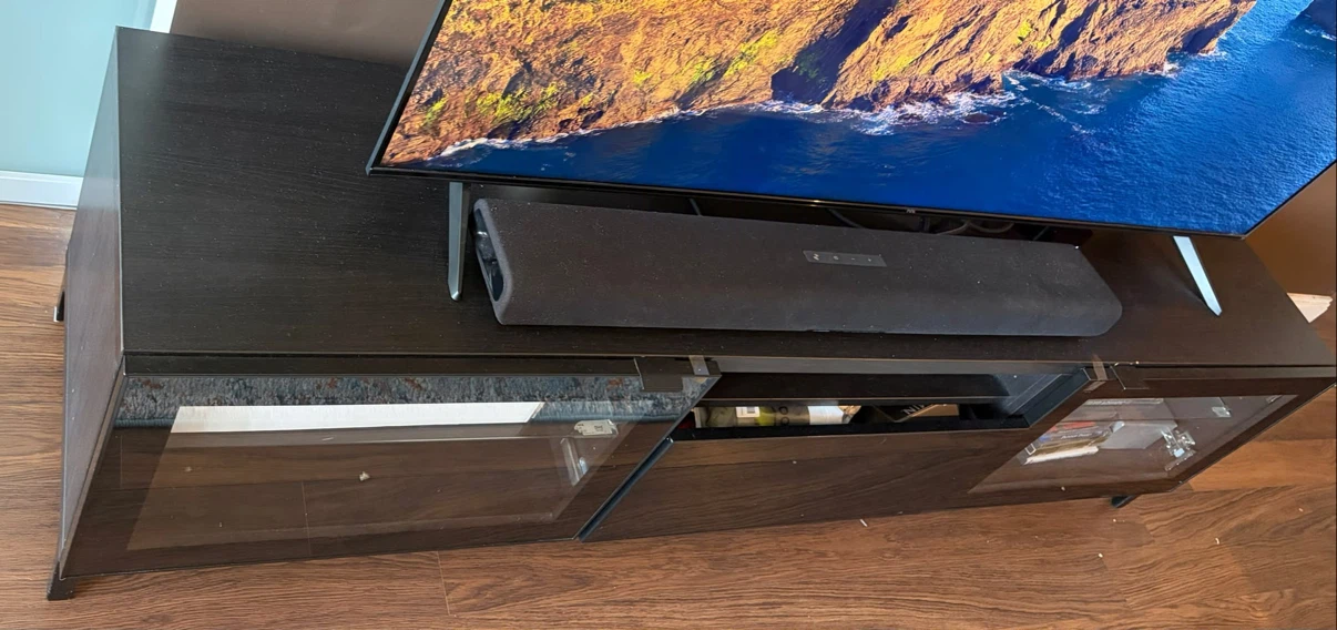 Black TV Stand with Glass Doors - photo 3