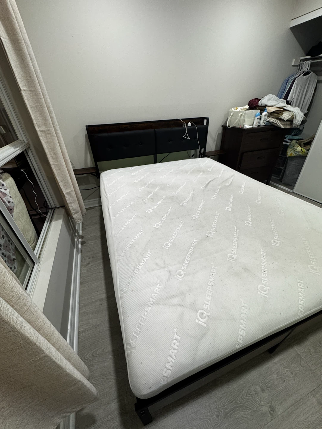 Queen Bed with LED Headboard & Charging Station - photo 2