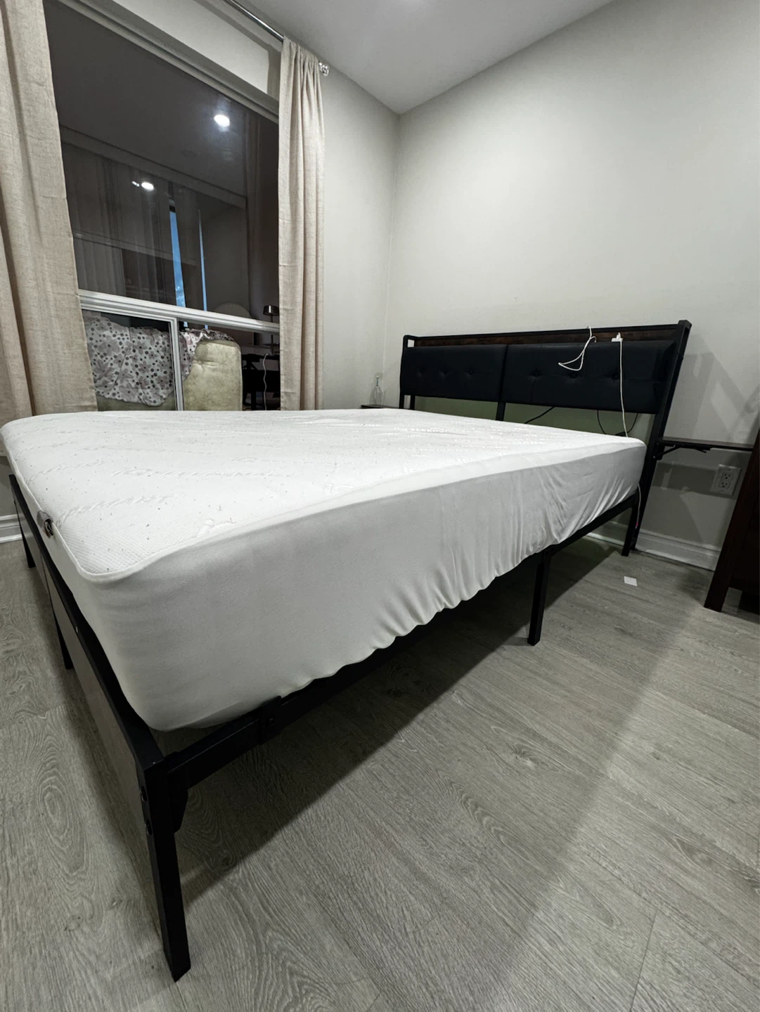 Queen Bed with LED Headboard & Charging Station - photo 3