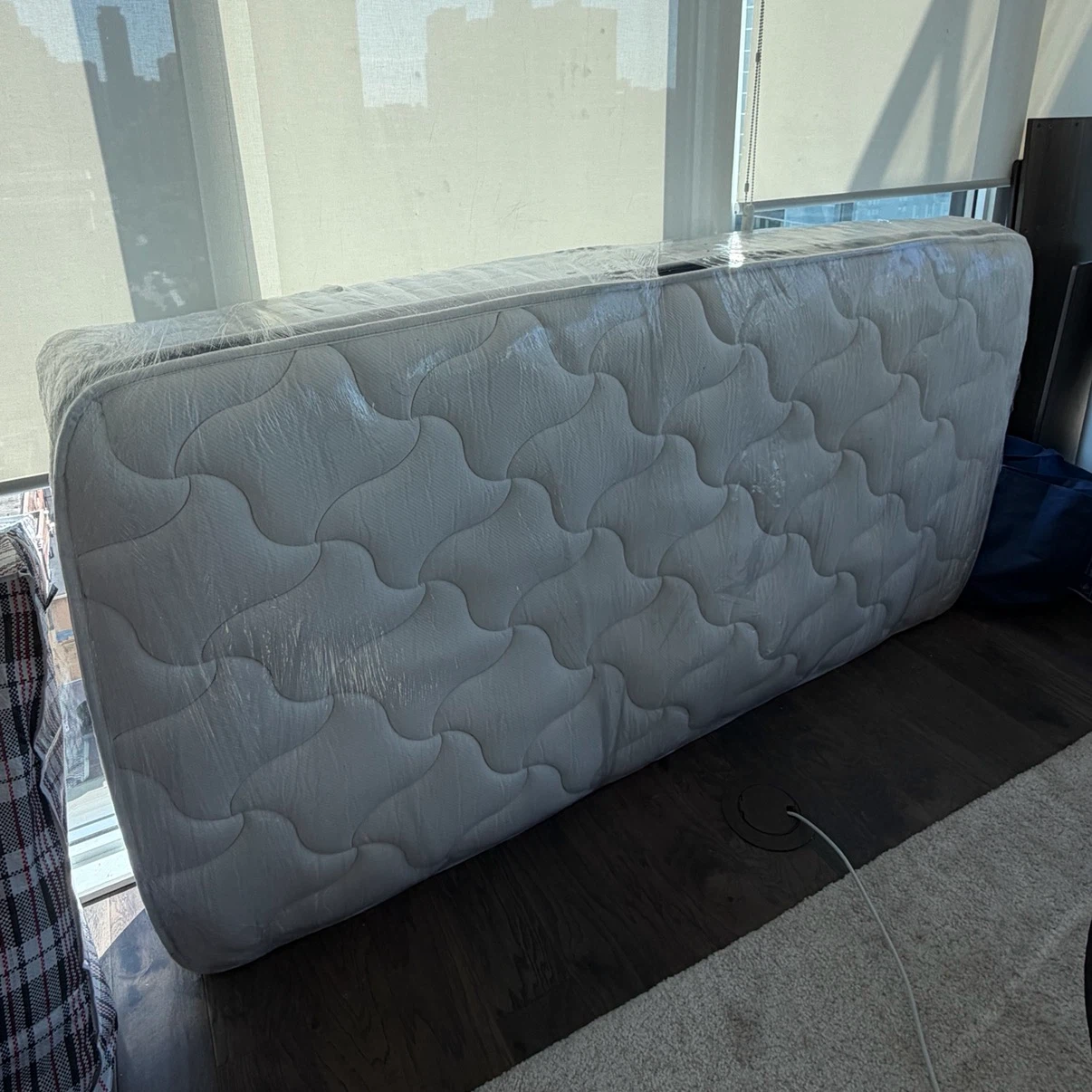 Twin size white metal bed frame + 10 inch mattress - photo 2