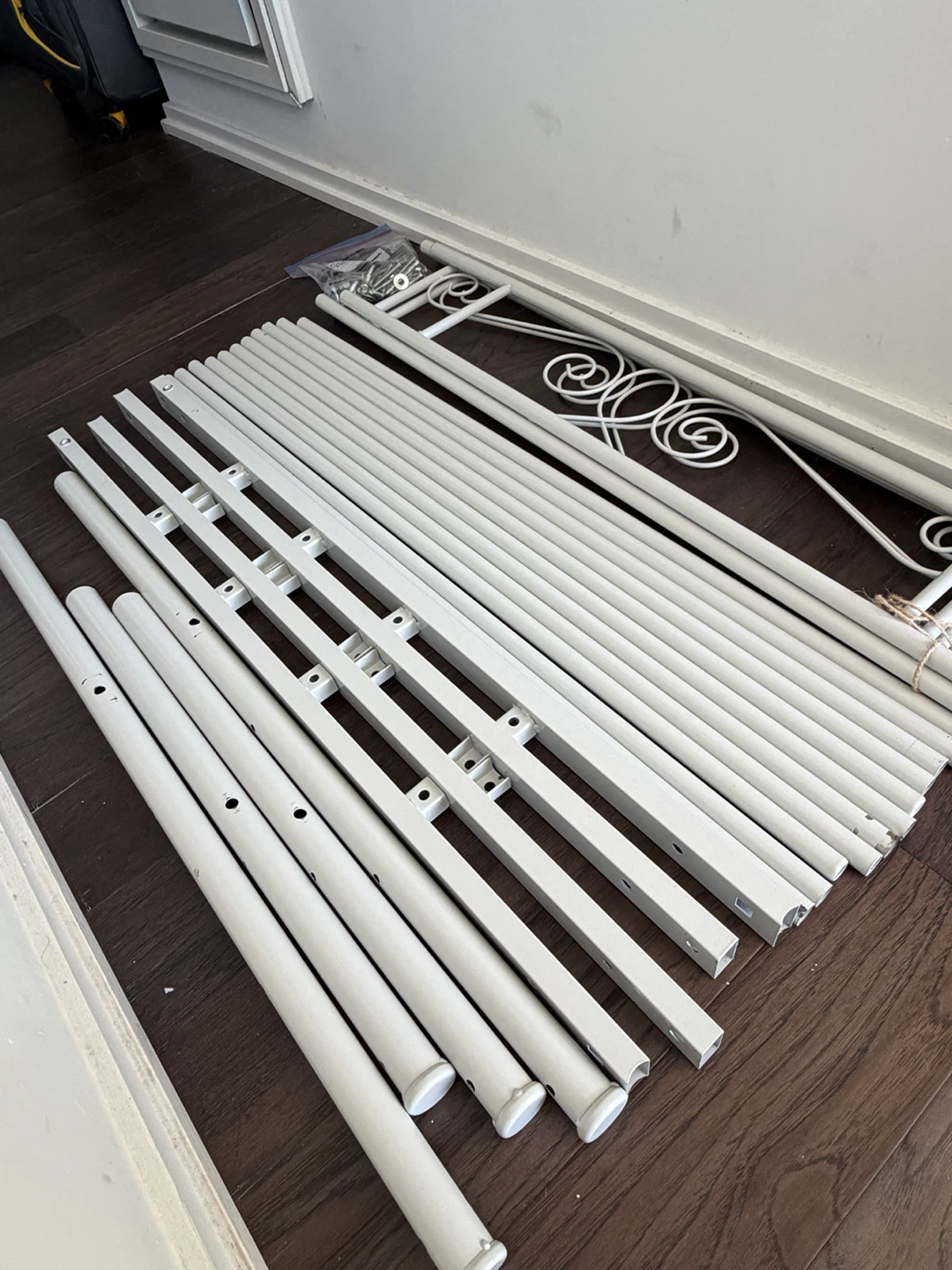 Twin size white metal bed frame + 10 inch mattress - photo 3