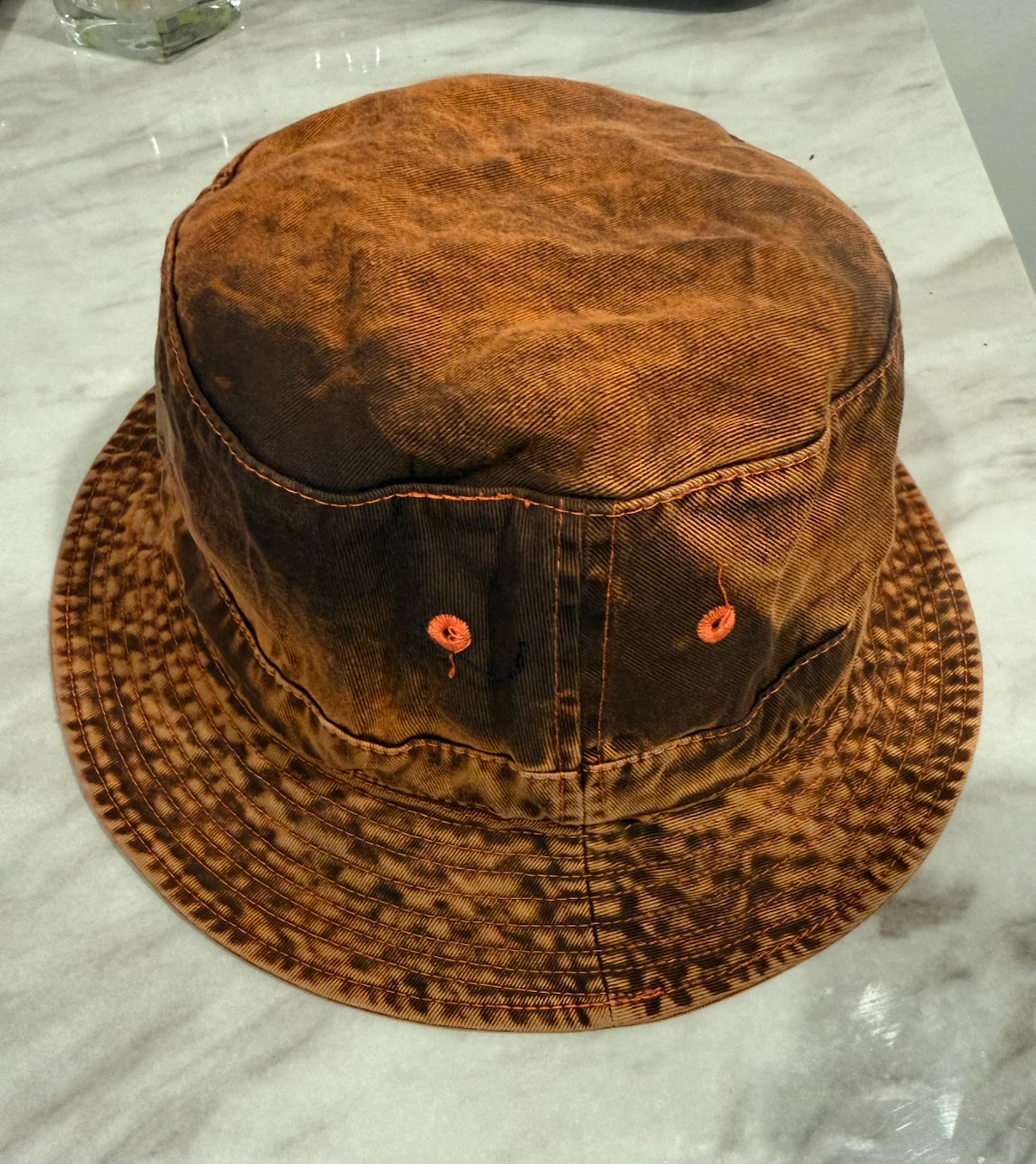 Washed Denim Bucket Hat - Orange/Brown - photo 2