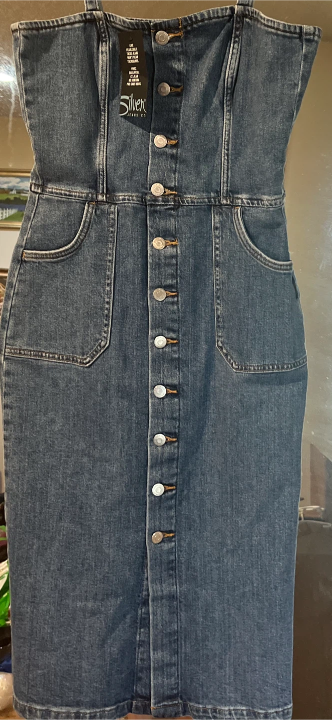 Silver Jeans Co. Denim Button-Front Midi Dress