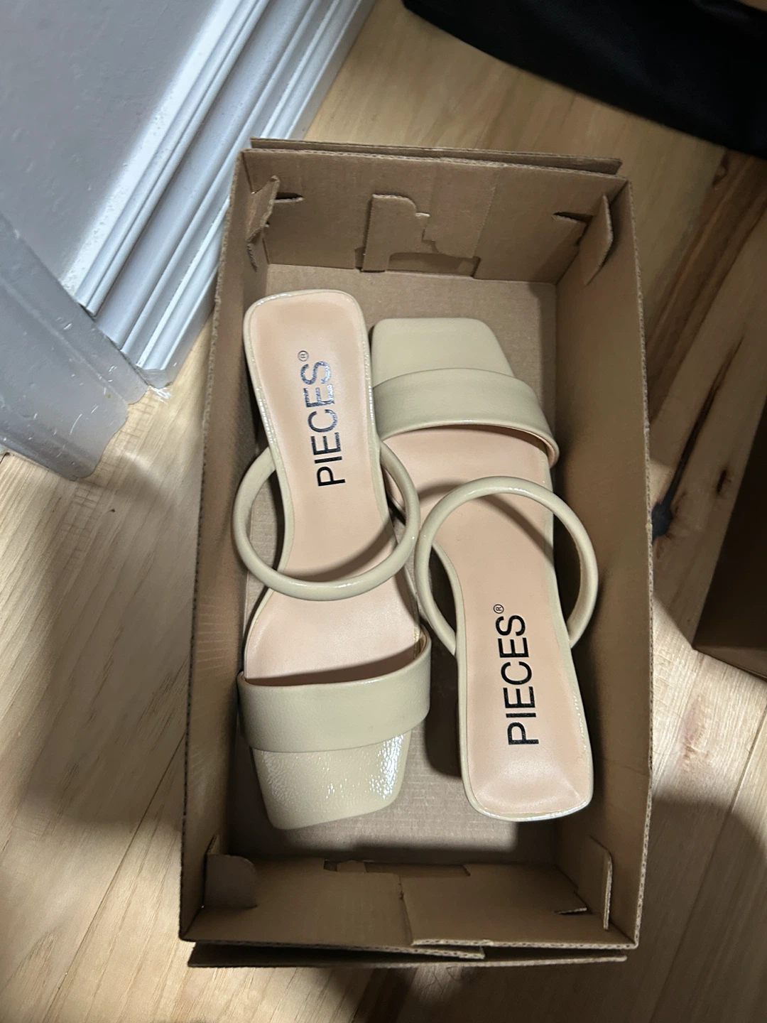 PIECES Women's Beige Heeled Sandals Size 37