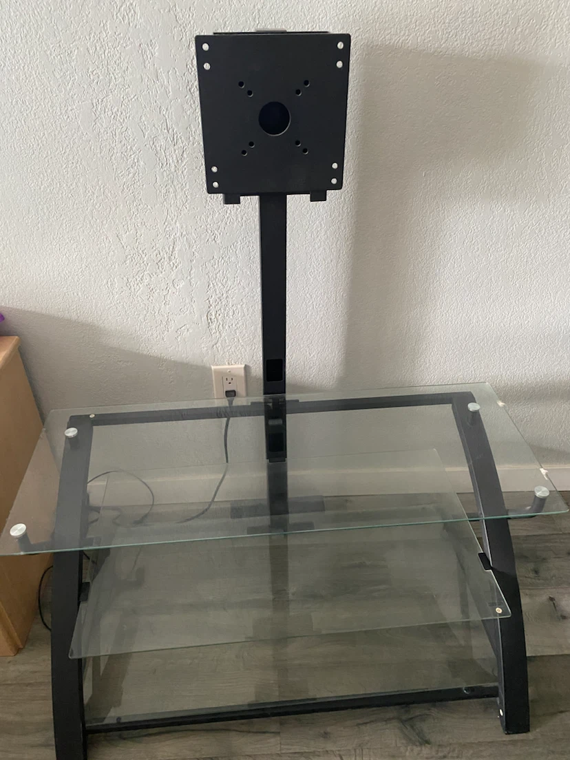 Black Glass TV Stand with Mount