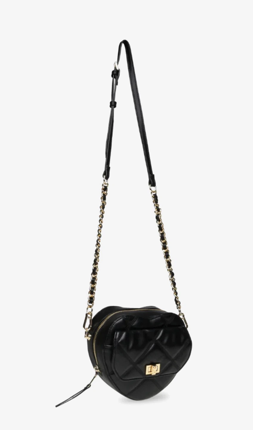 Steve Madden Black Quilted Heart Crossbody Bag