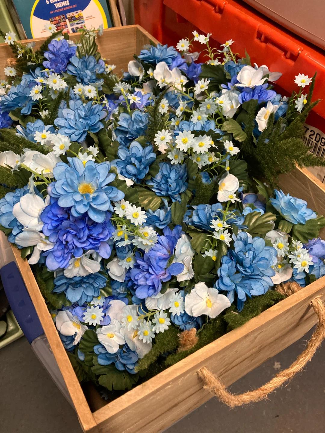 Artificial Blue and White Flower Arrangement