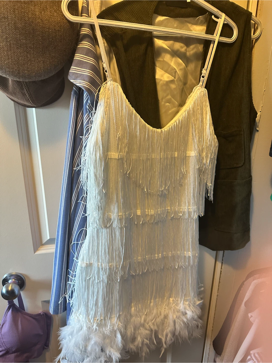 White Flapper Fringe Dress