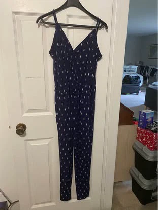 Navy blue printed jumpsuit