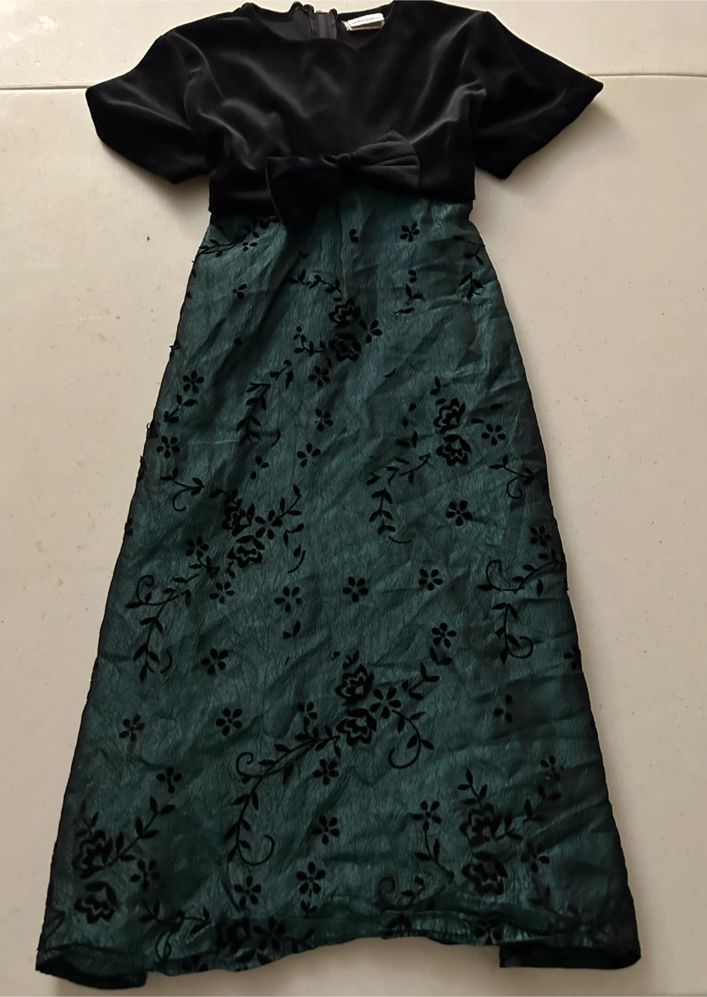 Black & Green Floral Print Dress Kids size 12 - photo 2