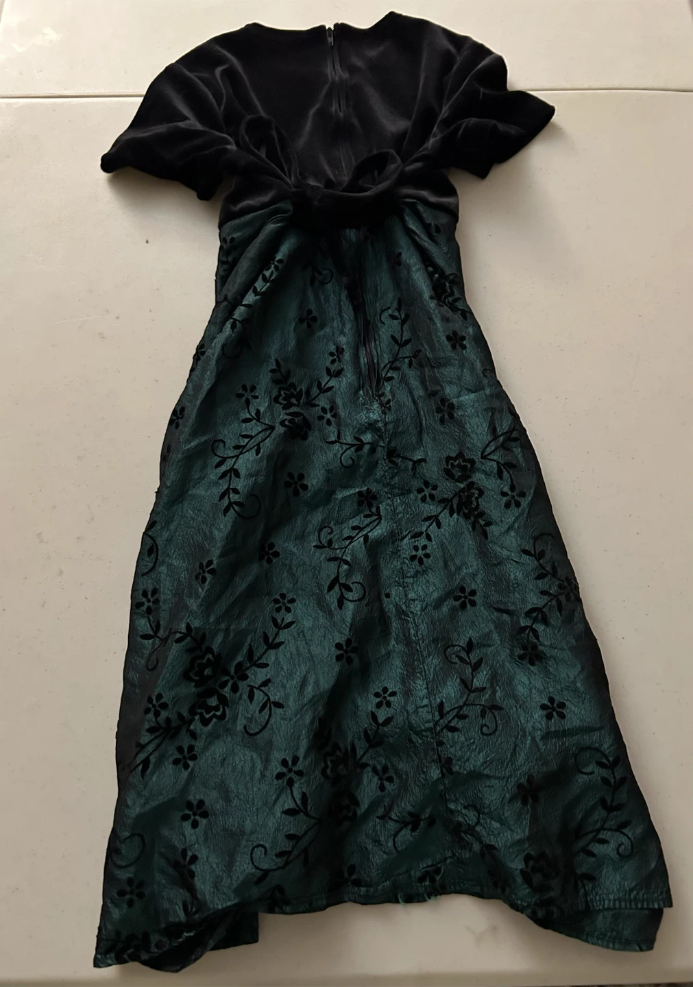 Black & Green Floral Print Dress Kids size 12 - photo 3