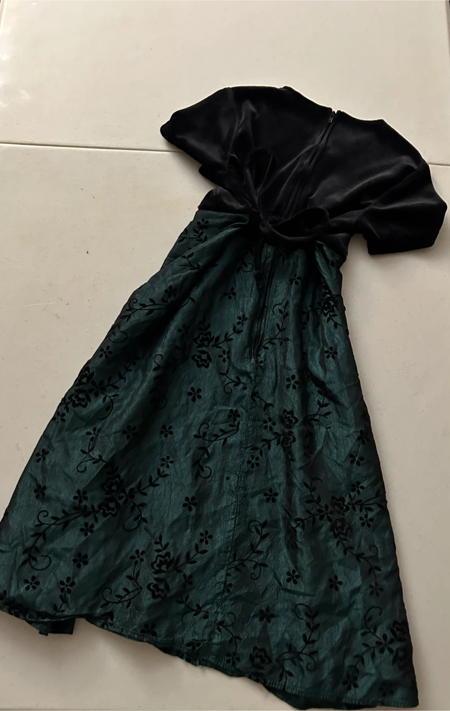 Black & Green Floral Print Dress Kids size 12 - photo 5