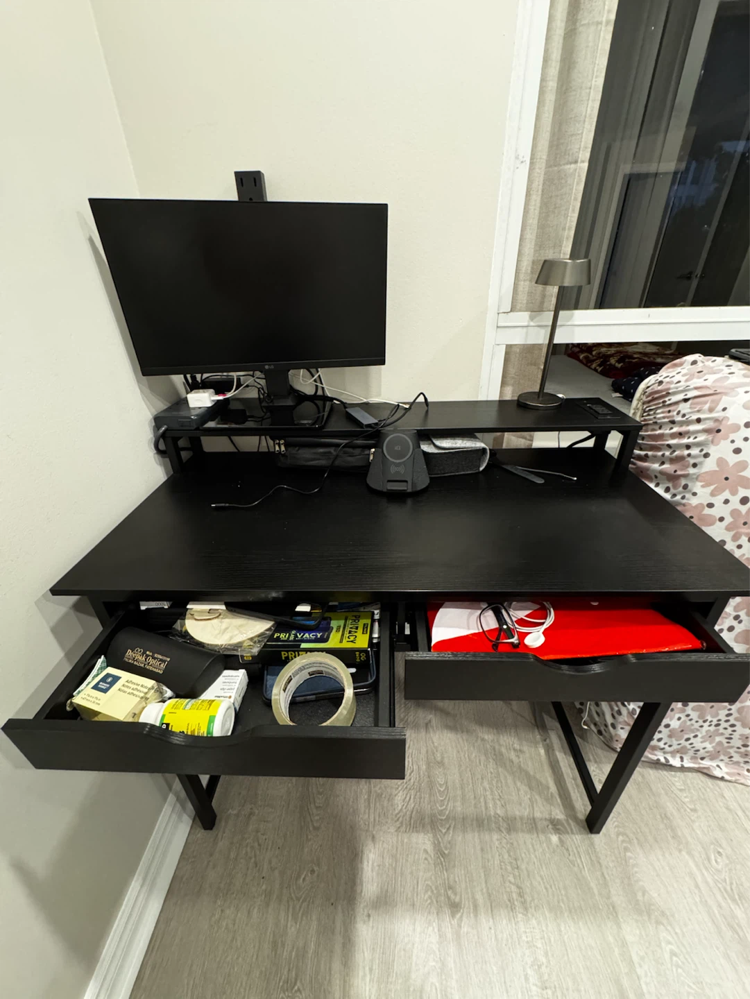 Rolanstar Computer Desk with Power Outlets & 2 Drawers