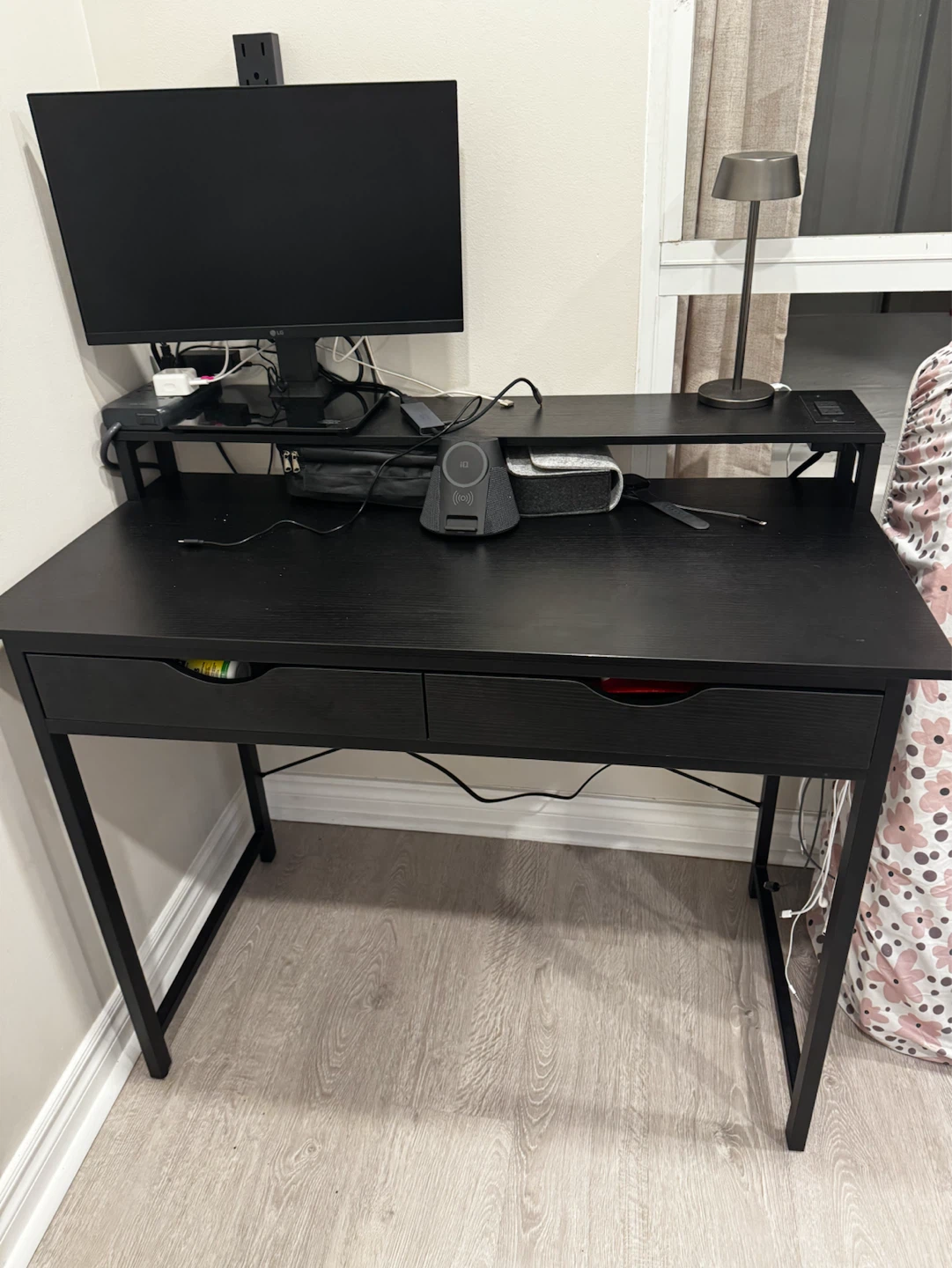 Rolanstar Computer Desk with Power Outlets & 2 Drawers - photo 4