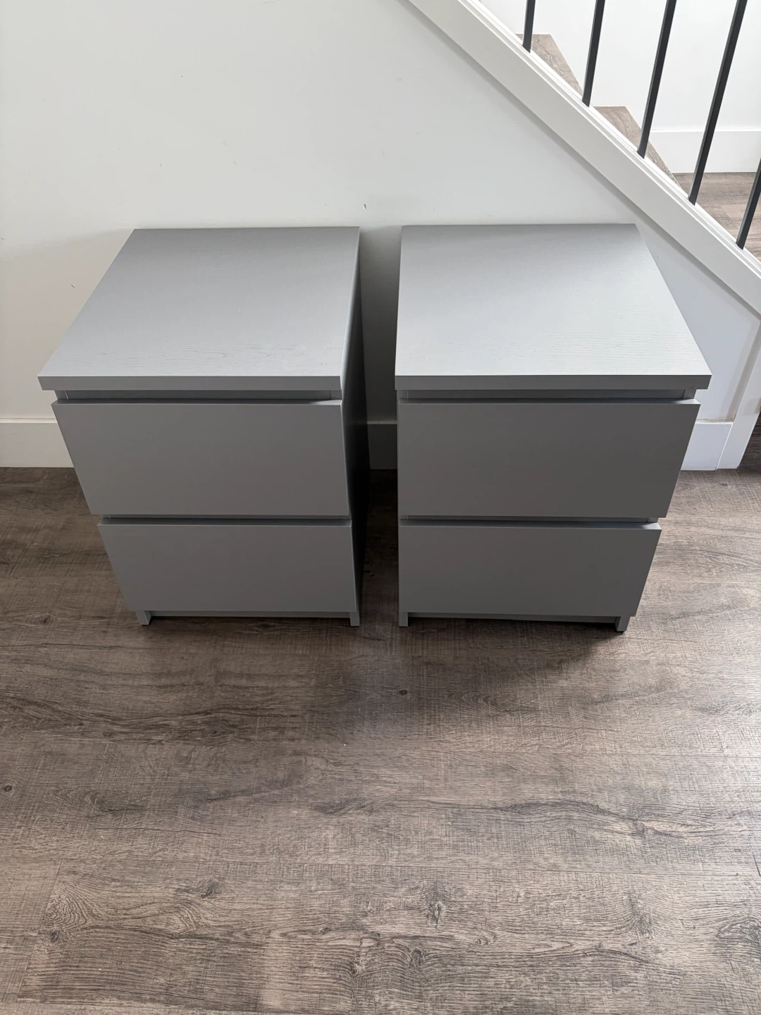 pair of IKEA nightstands in grey colour