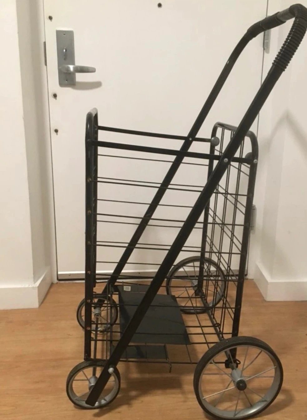 Black Metal Folding Shopping Cart