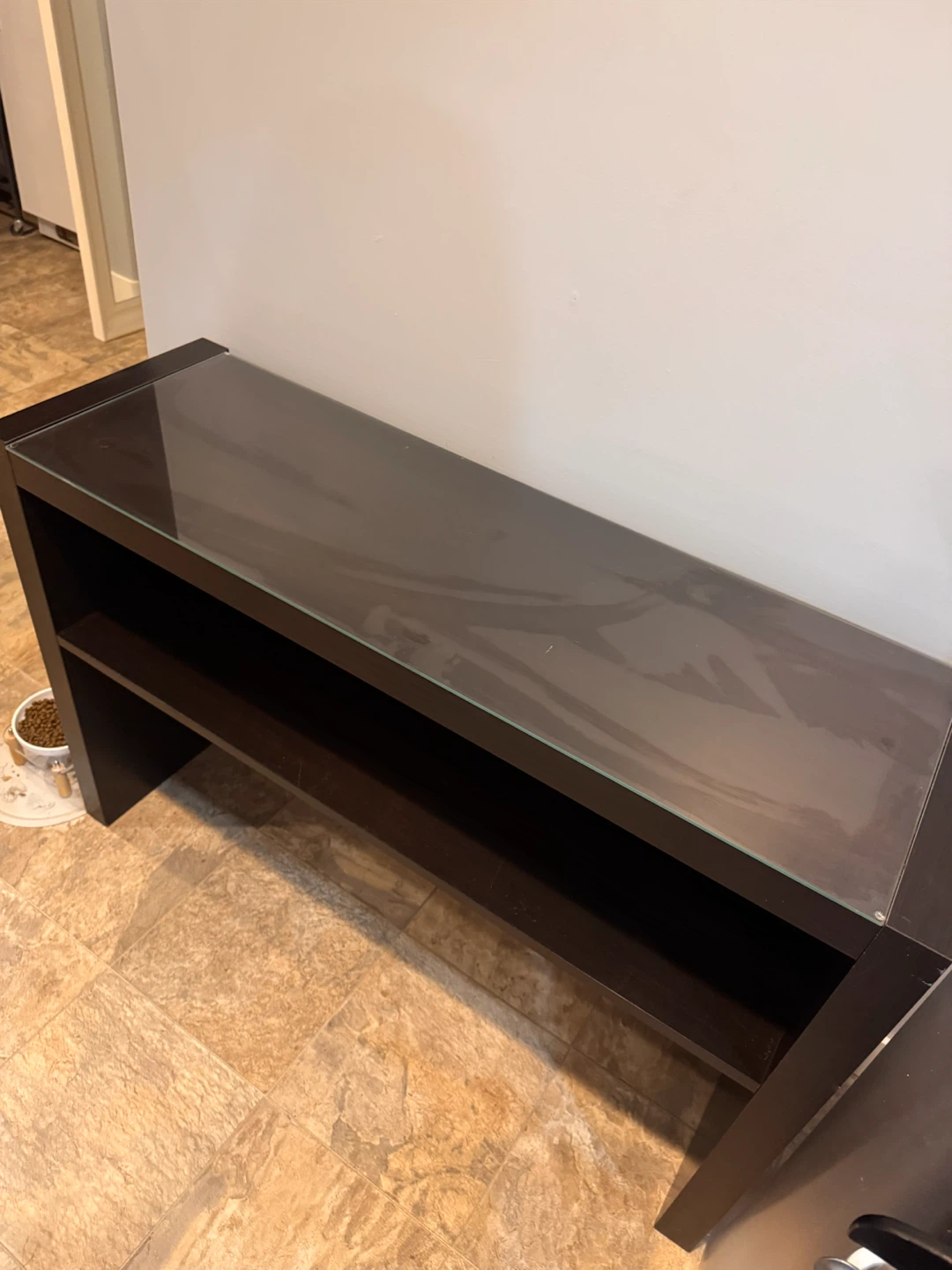 Dark Brown Console Table with Glass Top - photo 2