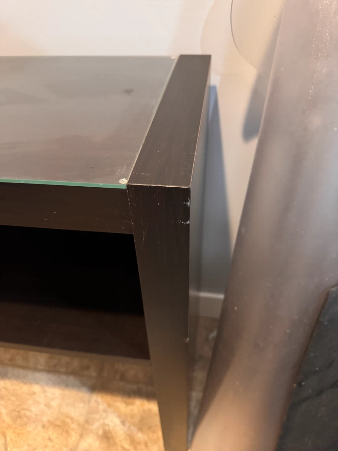 Dark Brown Console Table with Glass Top - photo 3