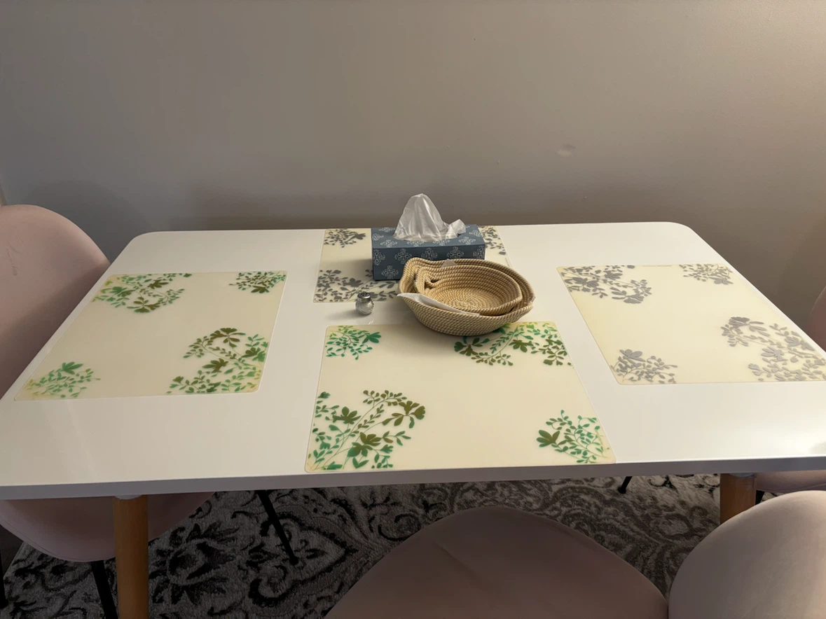 White Dining Table with Wooden Legs