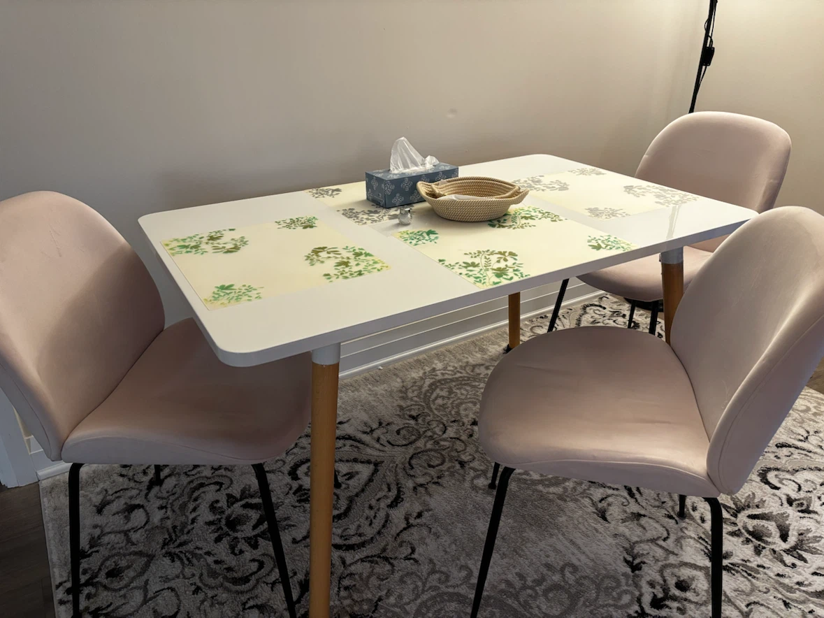 White Dining Table with Wooden Legs - photo 2