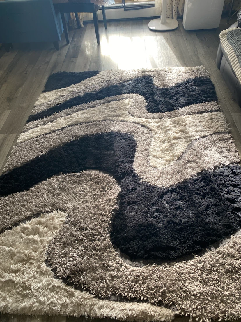 Shaggy Area Rug - Black, Grey, Cream