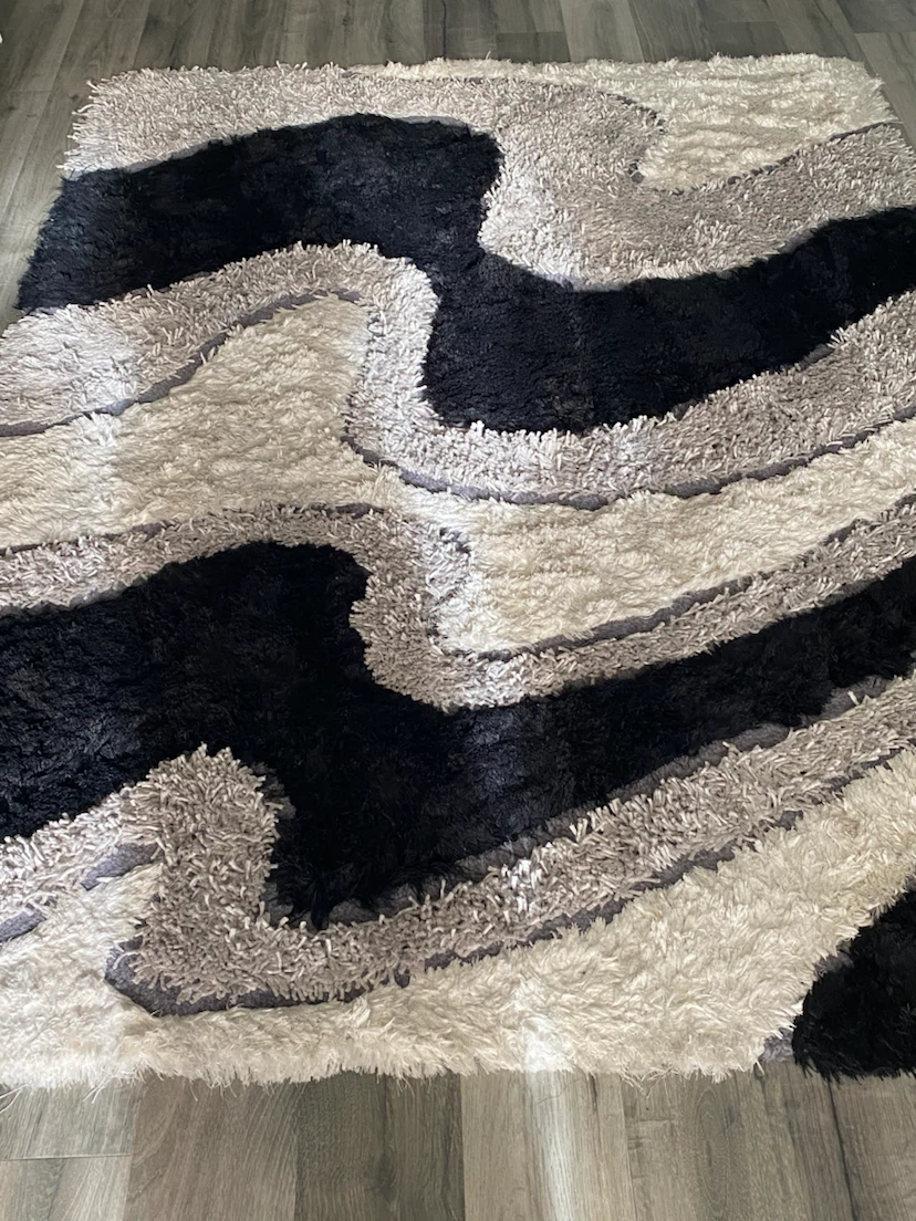 Shaggy Area Rug - Black, Grey, Cream - photo 3