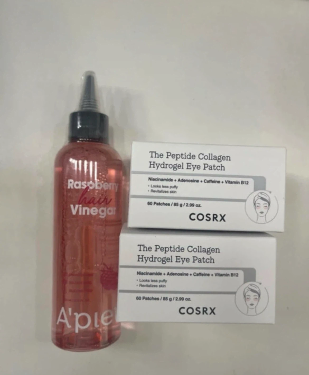 A'pieu Raspberry Hair Vinegar & COSRX Eye Patches