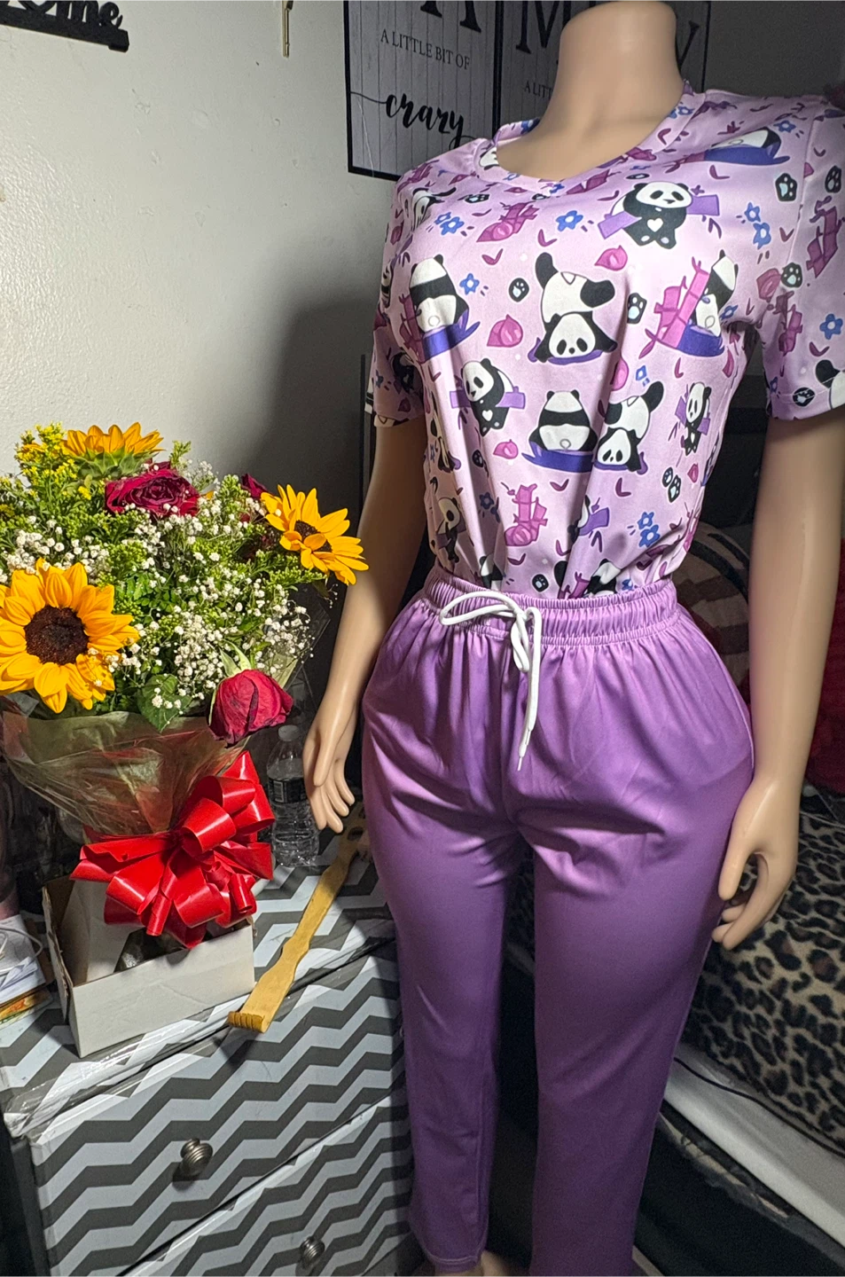 Pajama Set with Panda, Shell, and Tropical Bird Prints