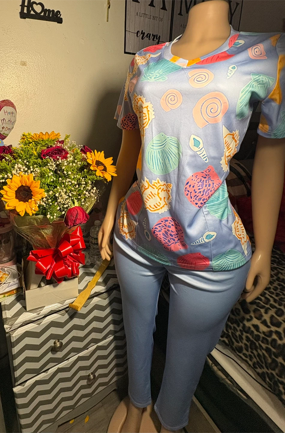 Pajama Set with Panda, Shell, and Tropical Bird Prints - photo 3