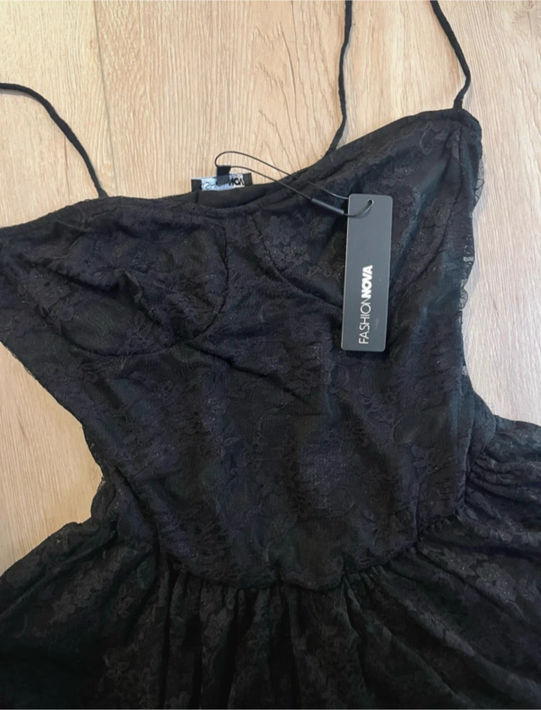 Fashion Nova Serena Lace Mini Dress XL Black