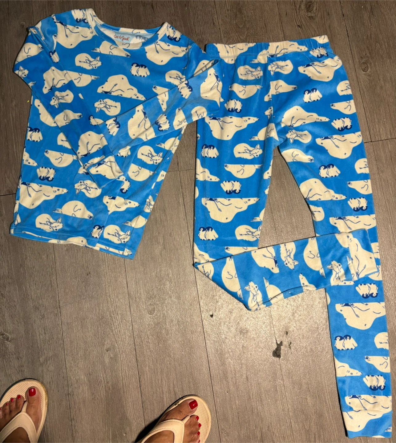 Cat & Jack Blue Polar Bear & Penguin Pajama Set