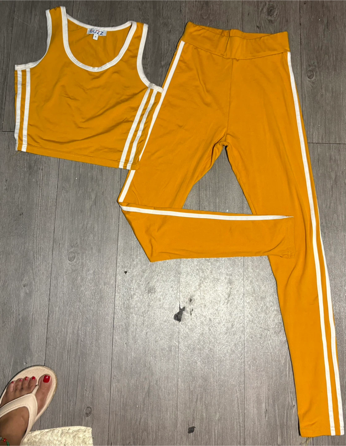 BUZZ Yellow Two-Piece Tank Top and Pants Set