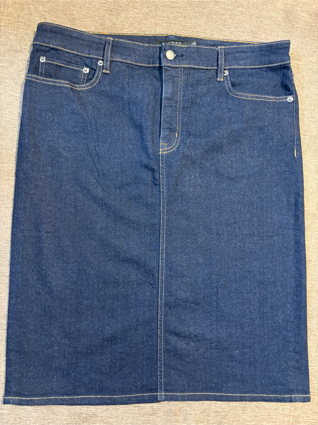 Ralph Lauren Dark Wash Denim Knee Length Skirt Size 12