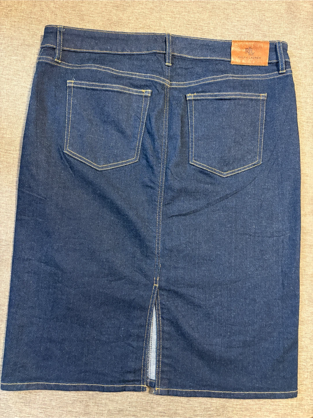 Ralph Lauren Dark Wash Denim Knee Length Skirt Size 12 - photo 3