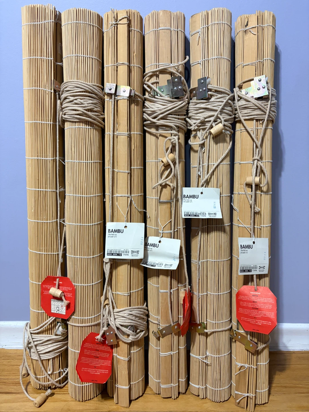6 IKEA Bambu Bamboo Roller Blinds - 79x163 cm
