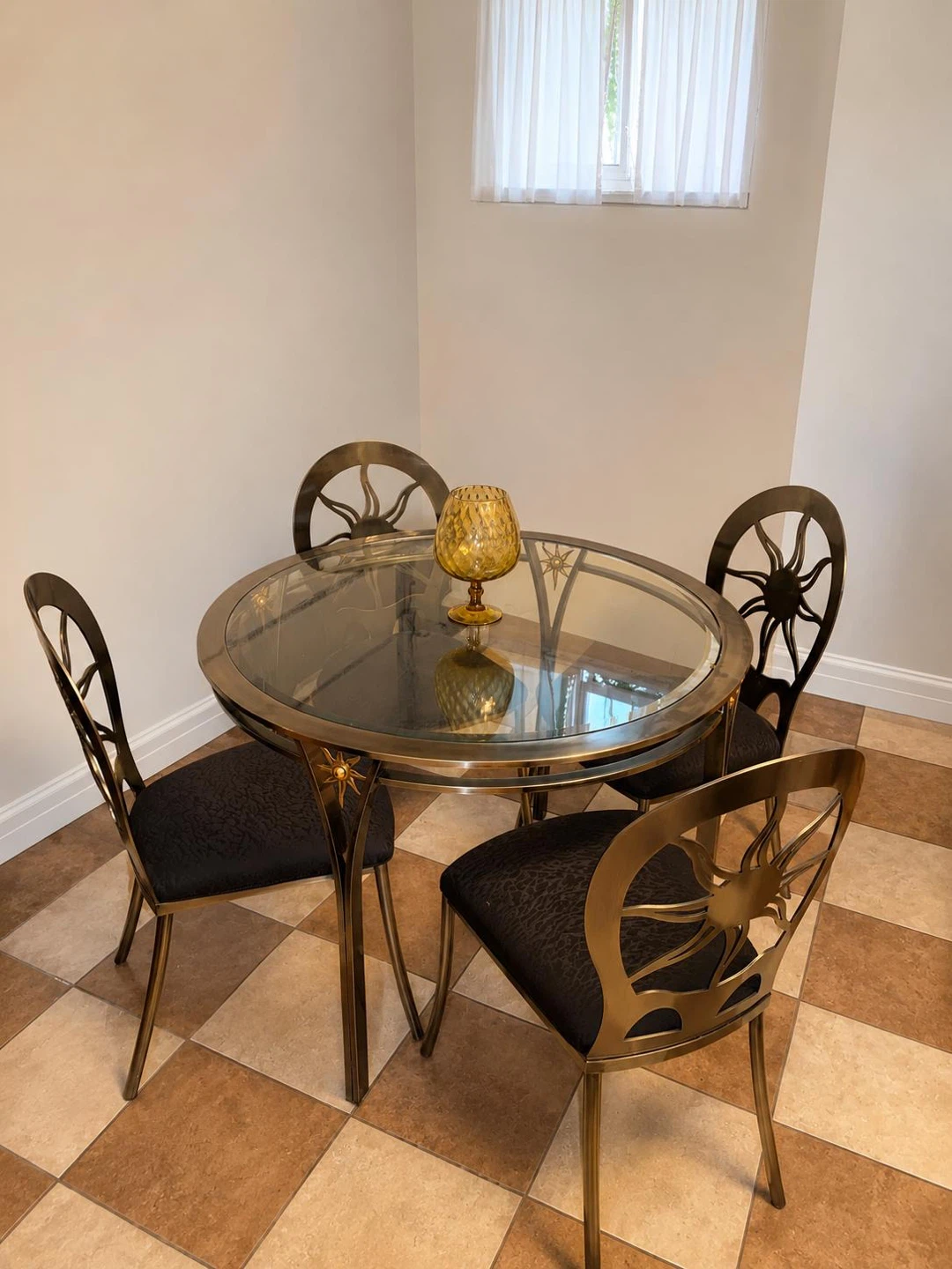 Vintage Sunburst Glass Dining Set