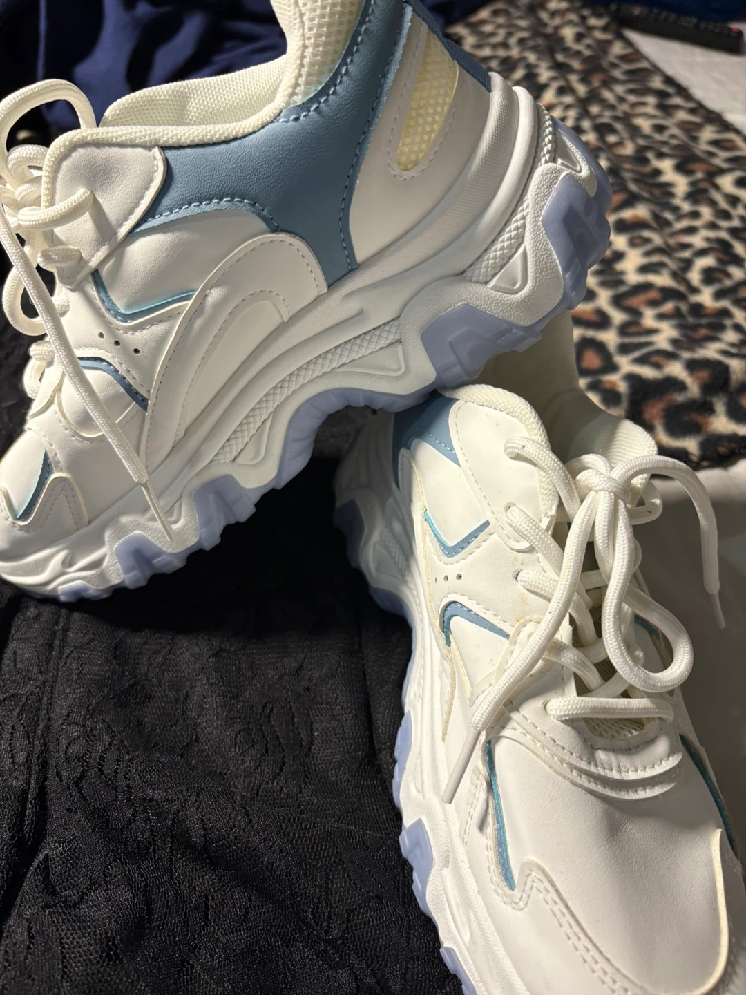 White and blue chunky sneakers - photo 2