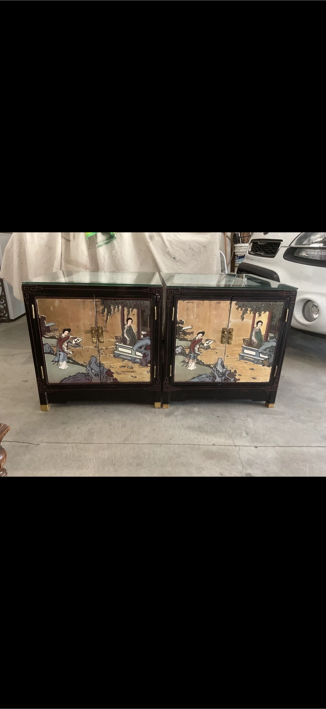 CHINTZ!  ONLY $325 each OBO 2 vintage  Cabinets with Glass Tops