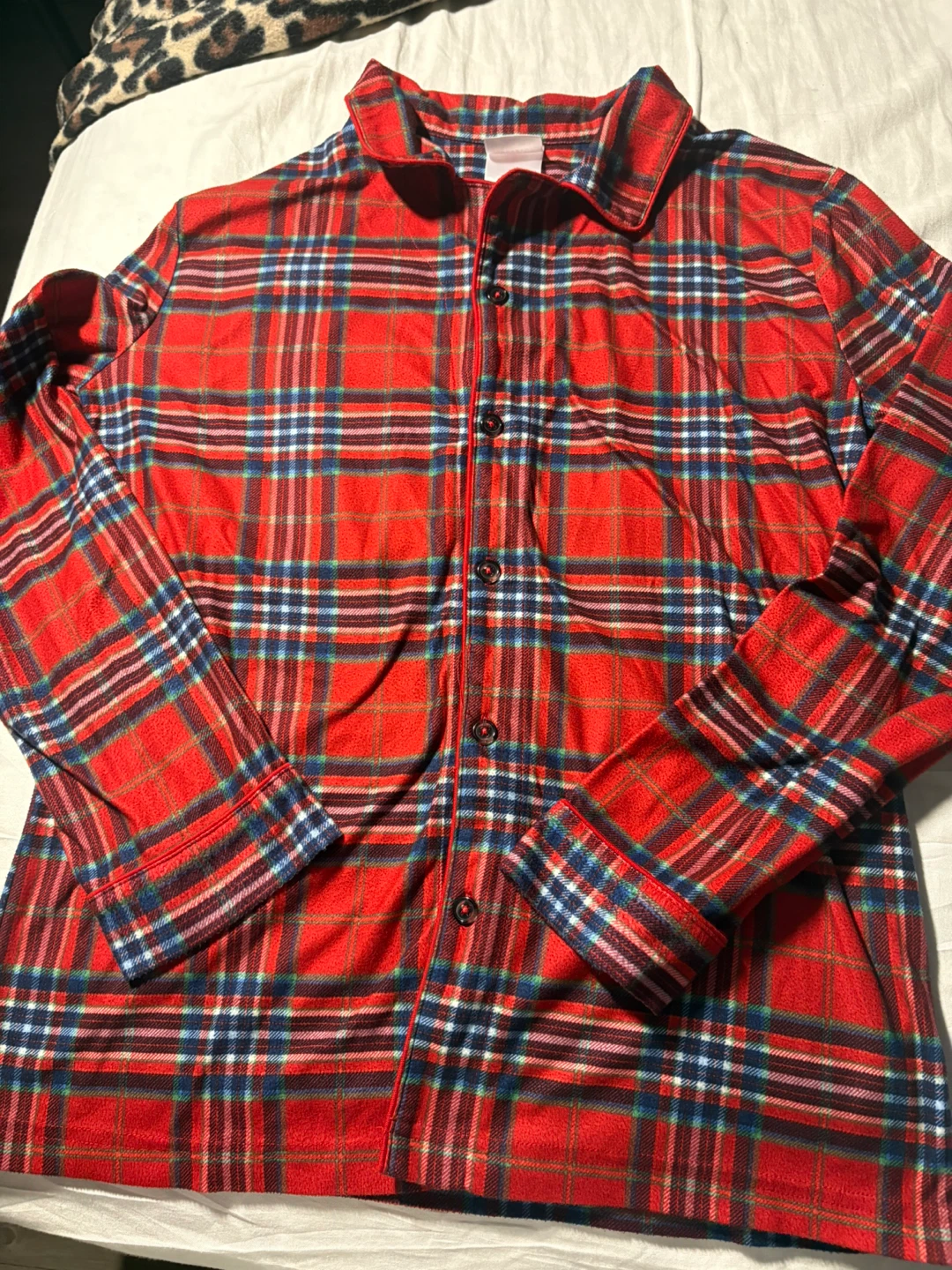 Red Plaid Flannel Pajama Shirt