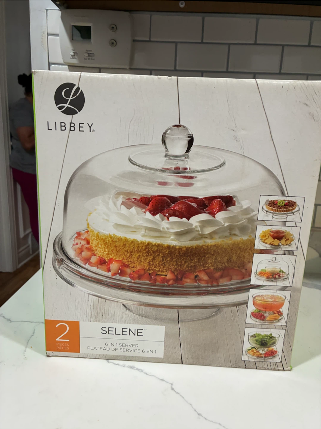 Libbey Selene 6-in-1 Glass Cake Stand with Dome