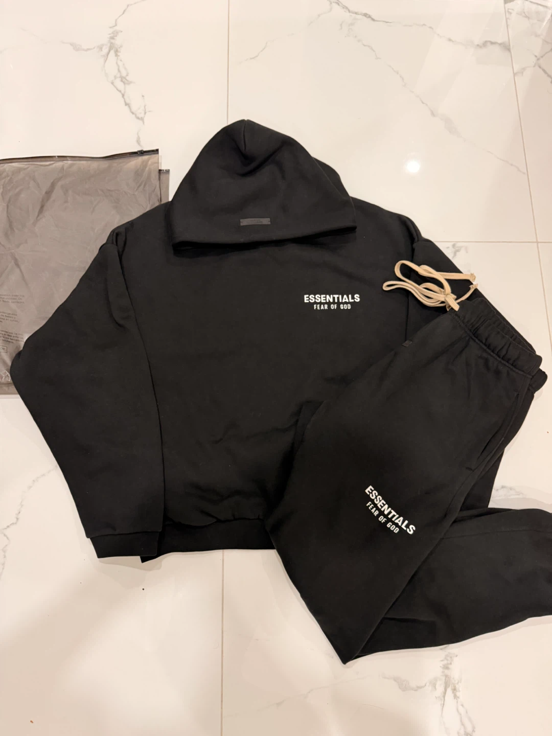 Fear of God Essentials Black Hoodie and Sweatpants Set
