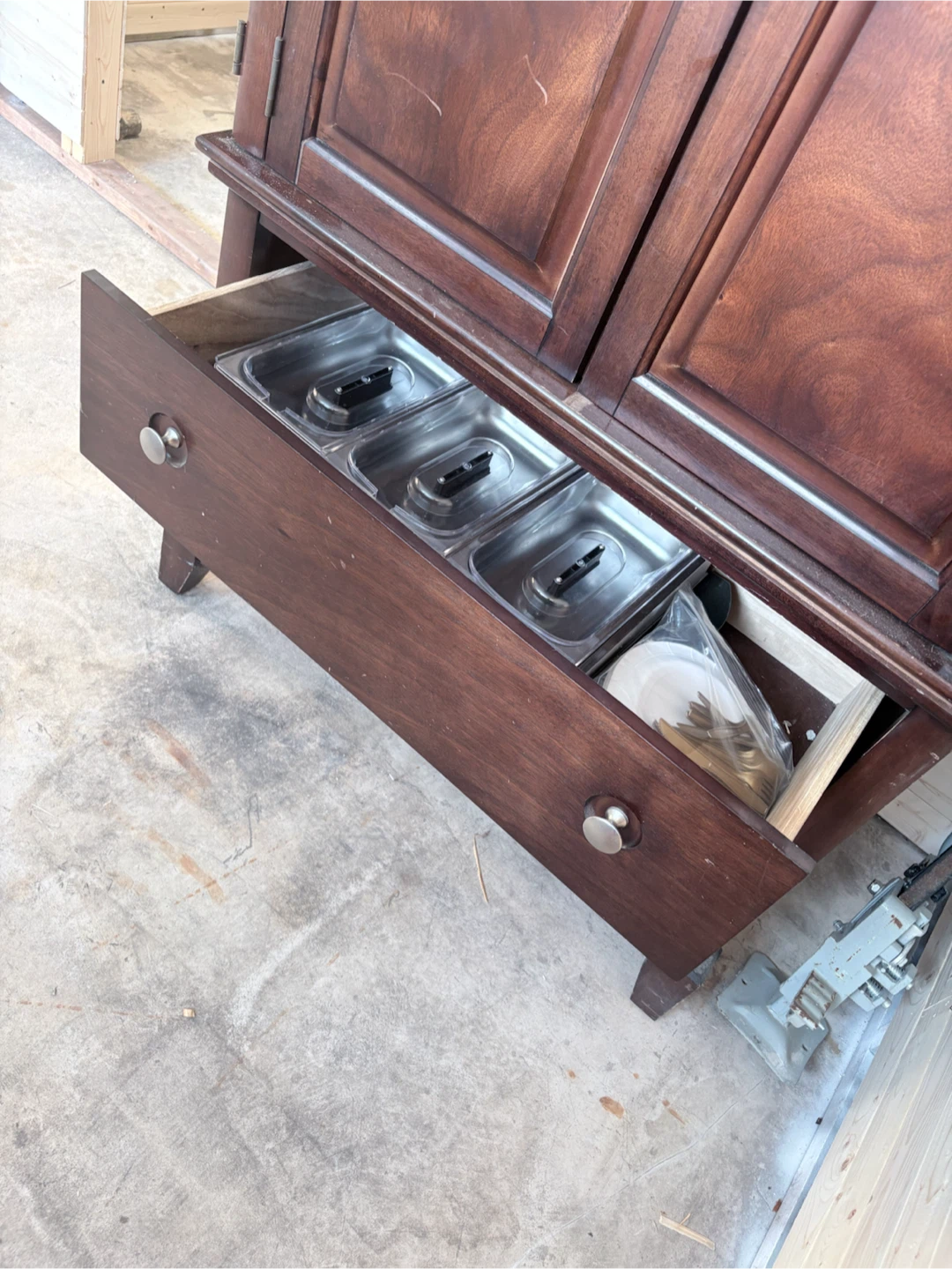 Dark Wood Armoire with Drawers and Shelves - photo 3