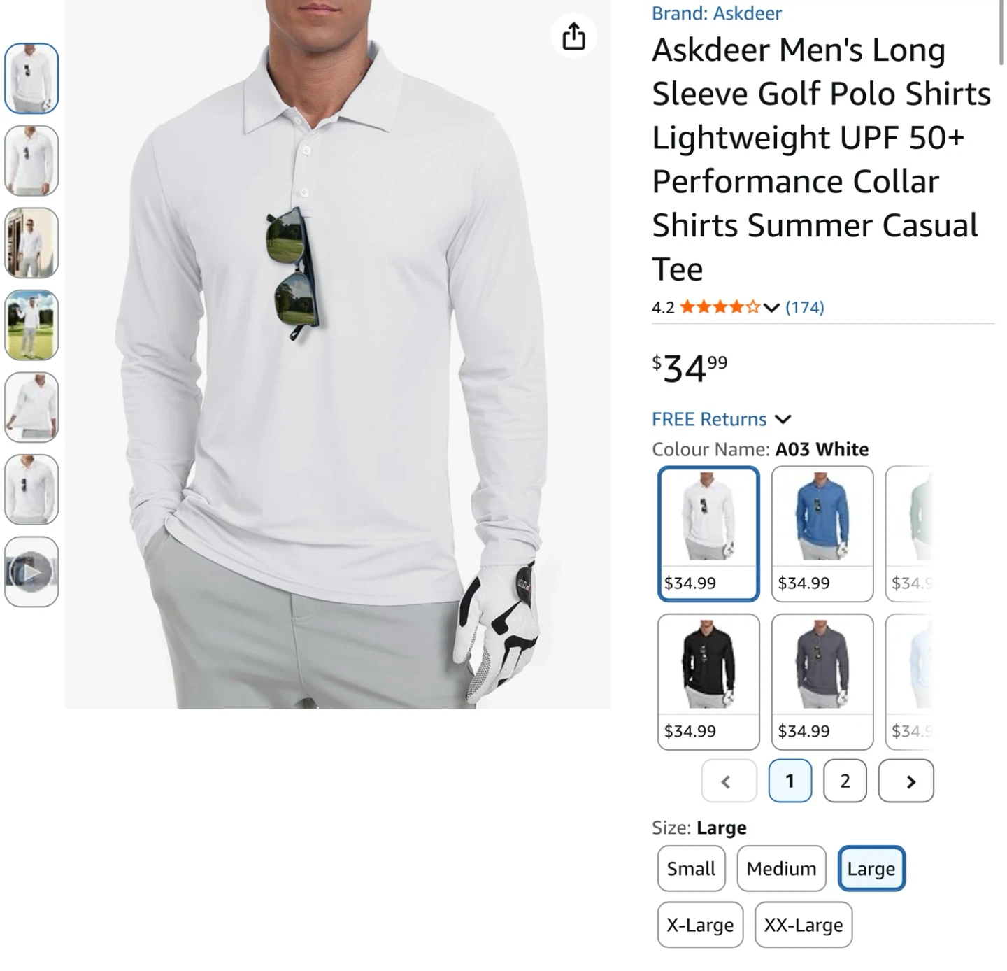 New Men's Long Sleeve Golf Polo Shirt - Grey, Size L - photo 2