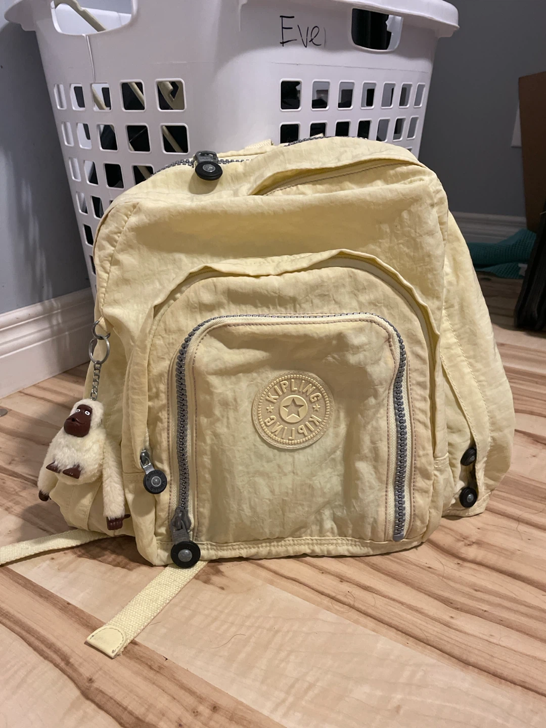 Kipling Yellow Backpack with Monkey Keychain