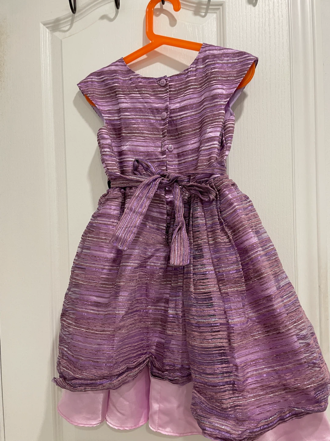 Jona Michelle Girls Purple Striped Dress Size 6 - photo 2